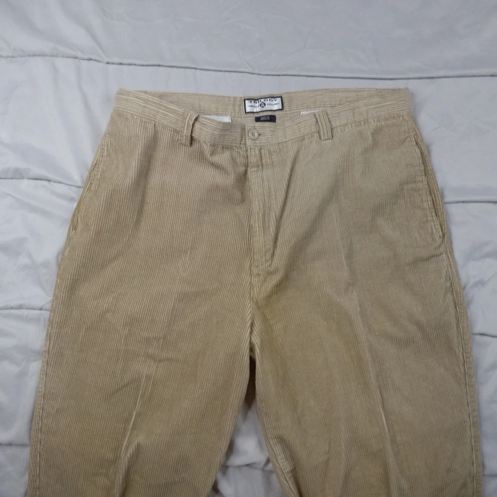 Men's Heavy Soft Trilogy Flat Front Corduroy Warm Pants 38/30‎ 100% Cotton Tan
